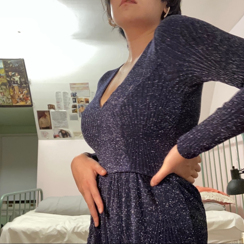 blue glittery romper